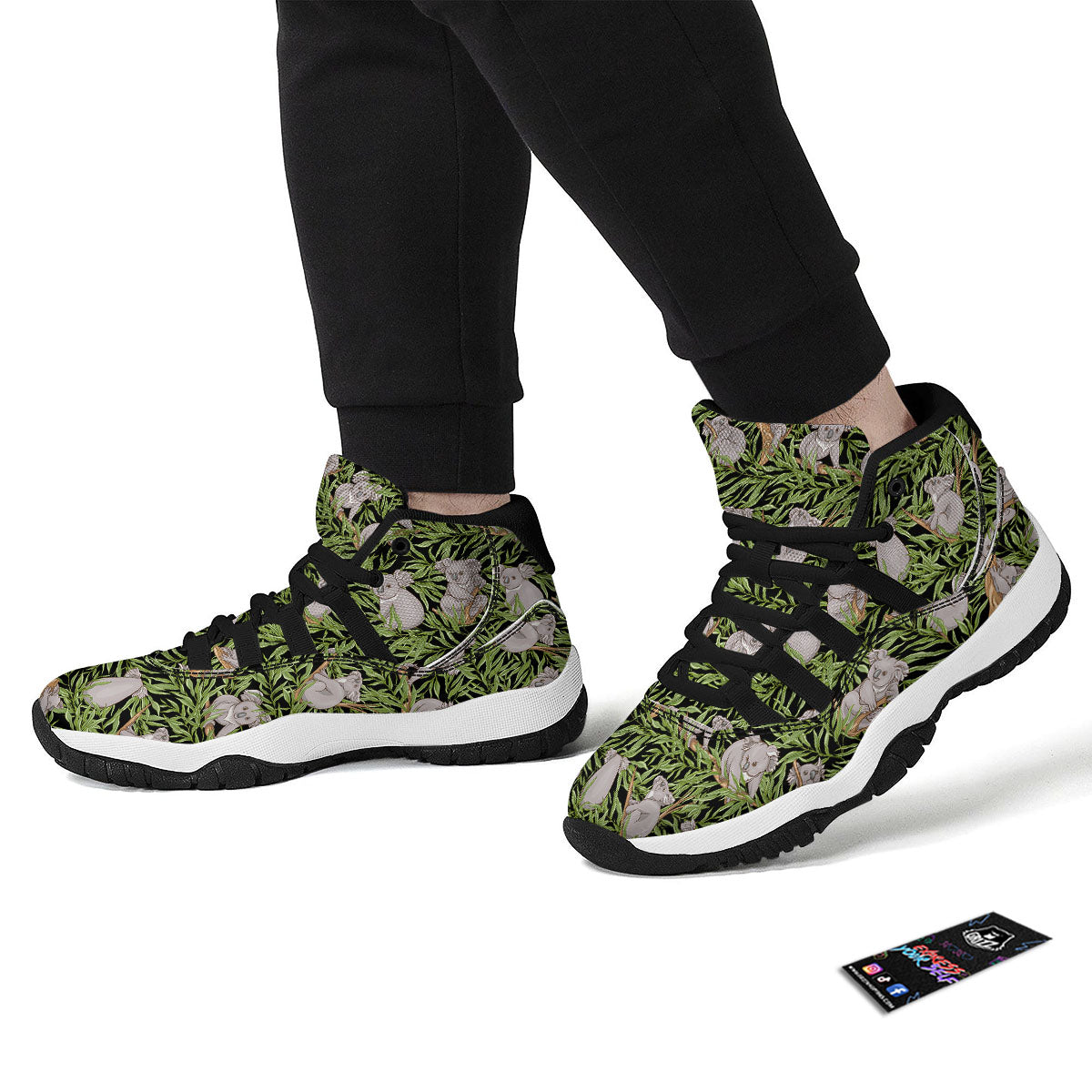 Forest Koala Print Pattern Black Bball Shoes-grizzshop