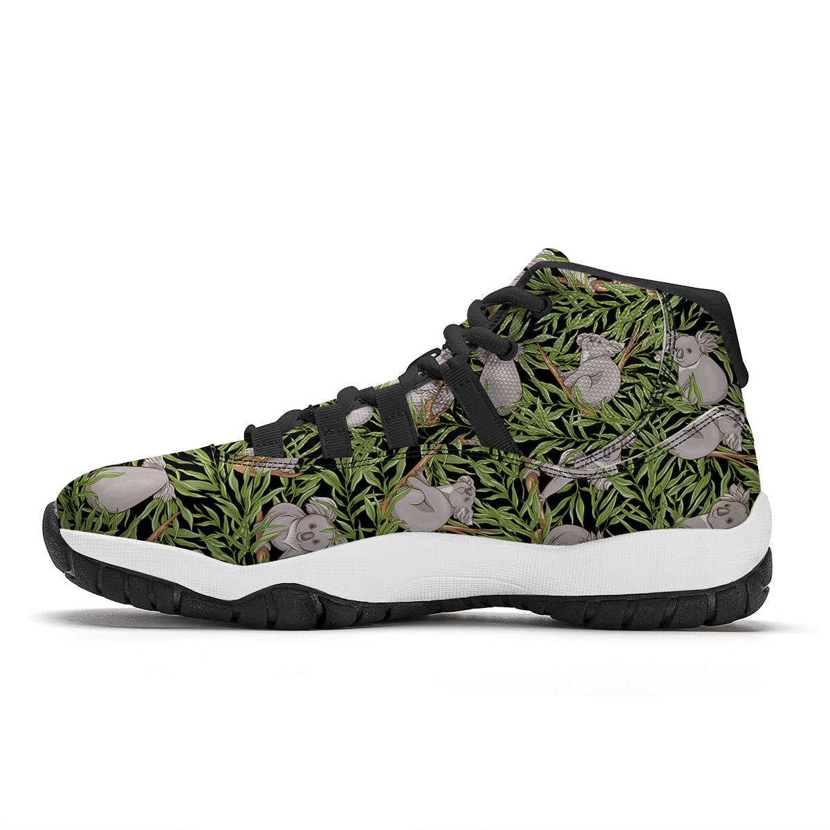Forest Koala Print Pattern Black Bball Shoes-grizzshop