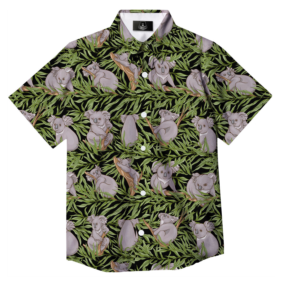 Forest Koala Print Pattern Button Up Shirt-grizzshop