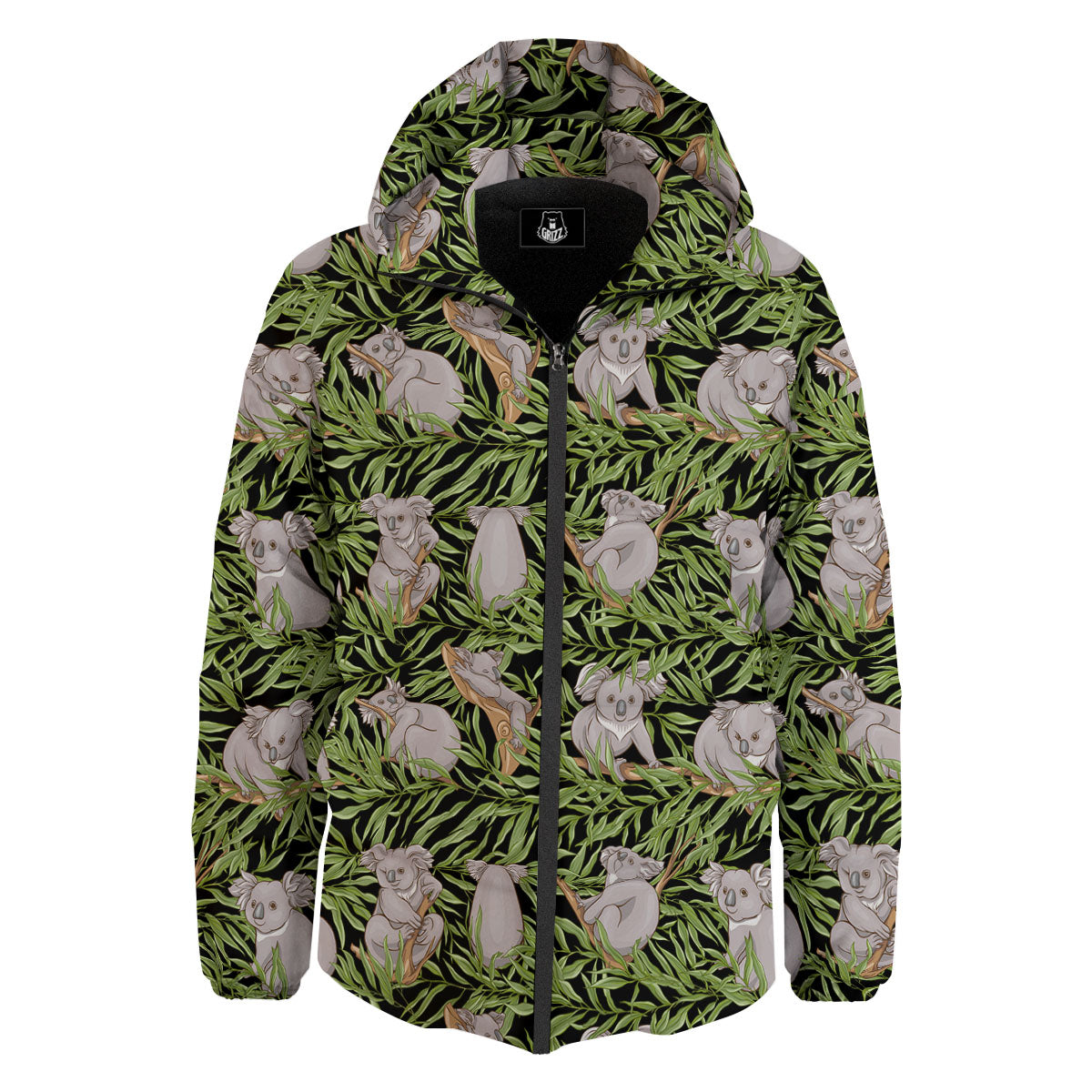 Forest Koala Print Pattern Down Jacket-grizzshop
