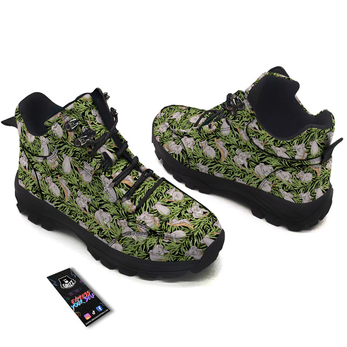 Forest Koala Print Pattern Hiking Shoes-grizzshop