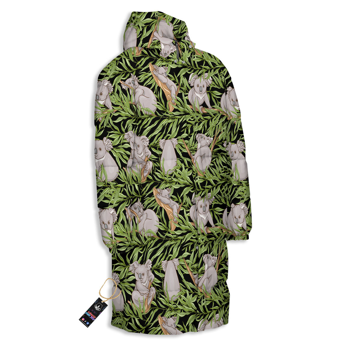 Forest Koala Print Pattern Long Down Jacket-grizzshop