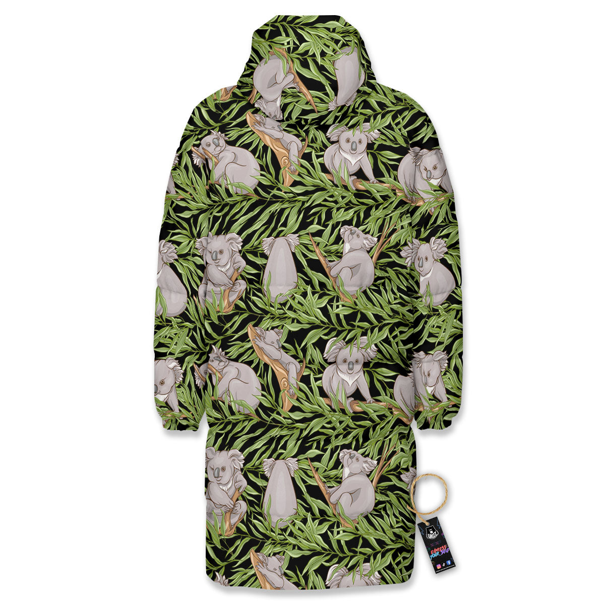Forest Koala Print Pattern Long Down Jacket-grizzshop