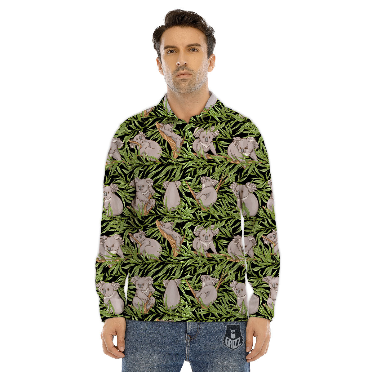 Forest Koala Print Pattern Men's Dress Shirts-grizzshop