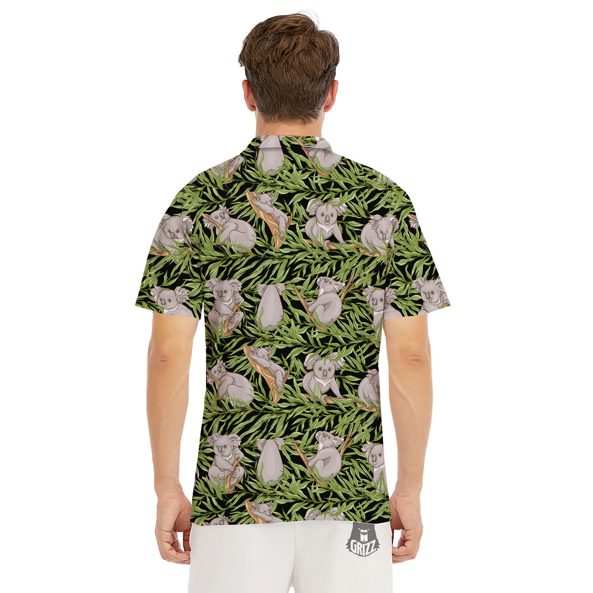 Forest Koala Print Pattern Men's Golf Shirts-grizzshop
