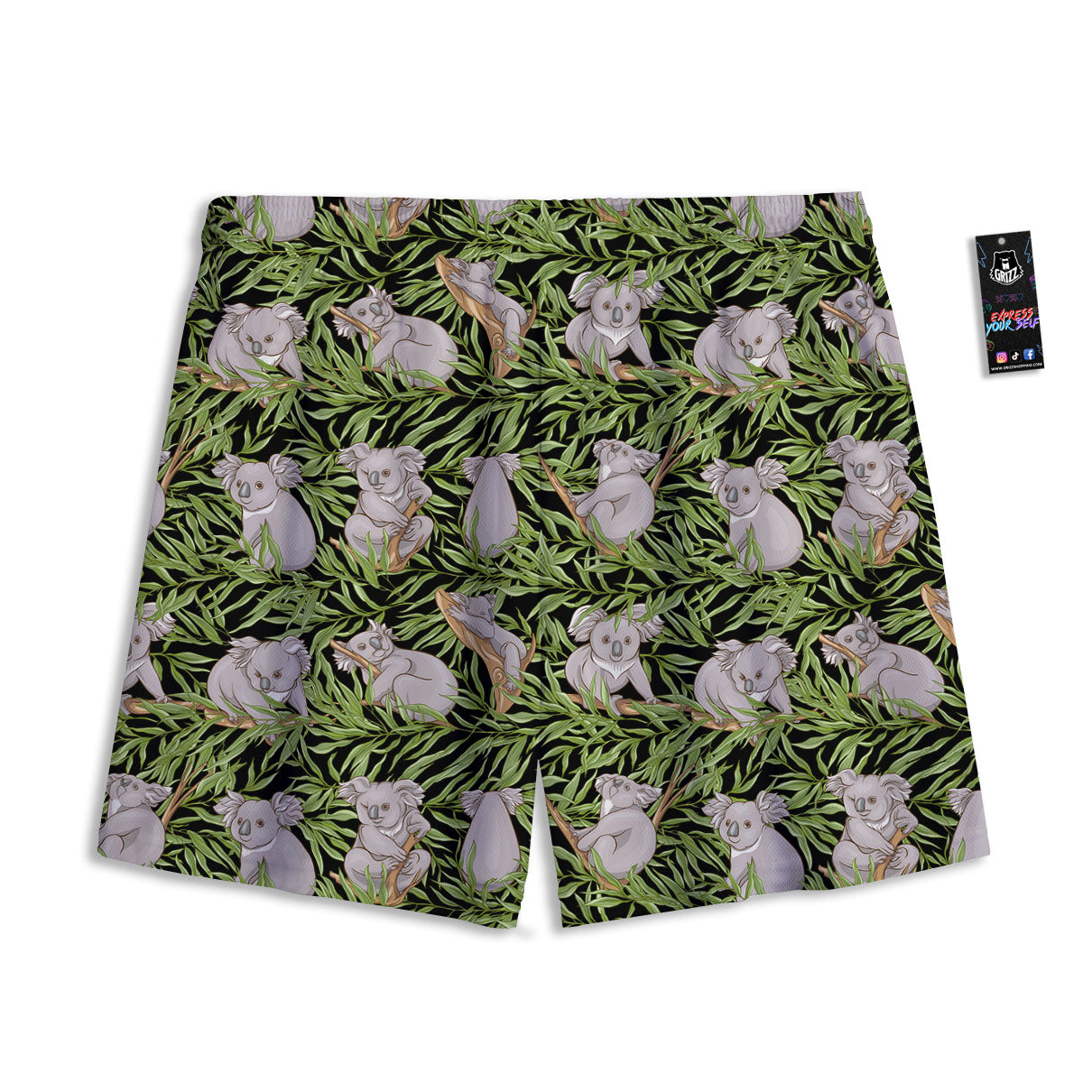 Forest Koala Print Pattern Mesh Shorts