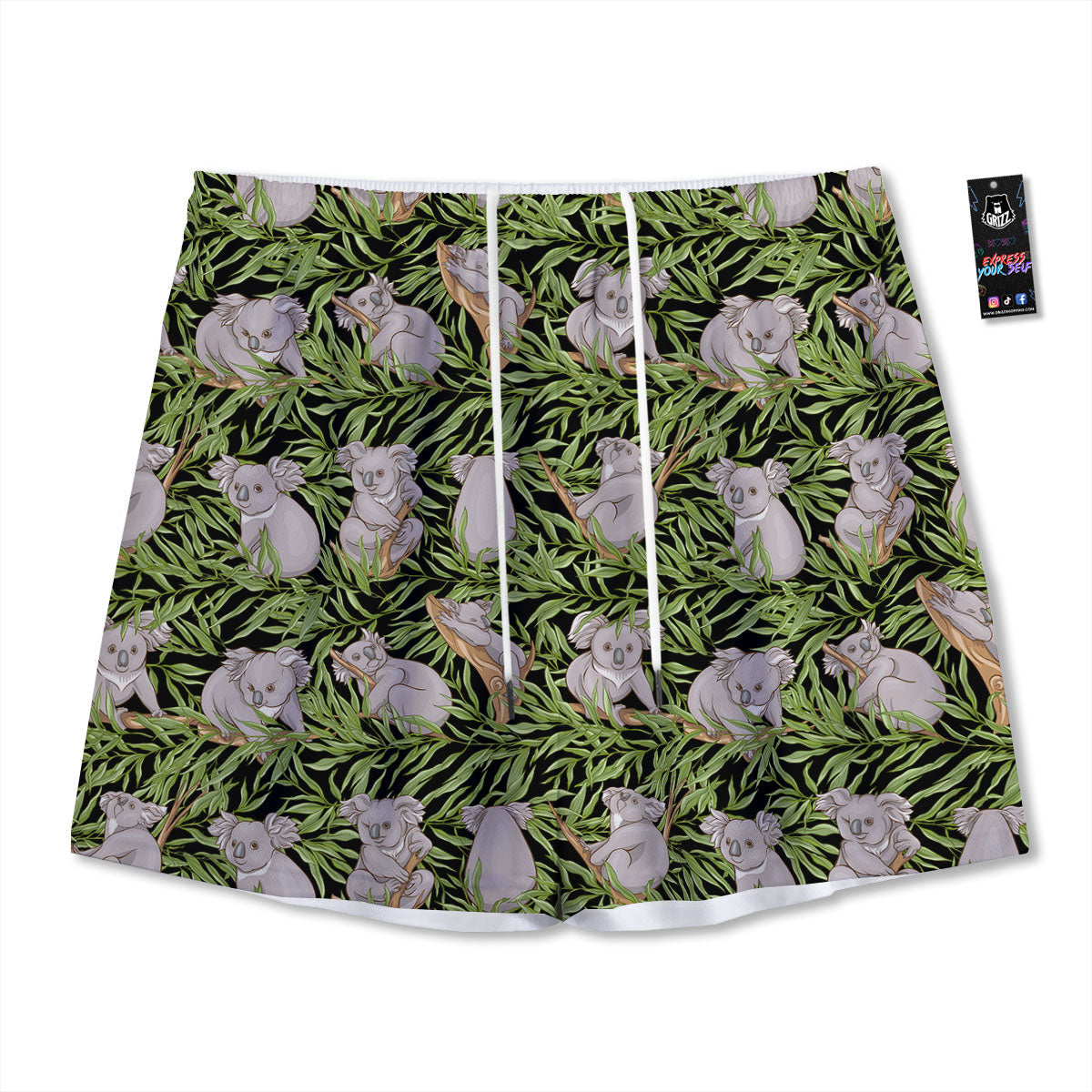 Forest Koala Print Pattern Mesh Shorts
