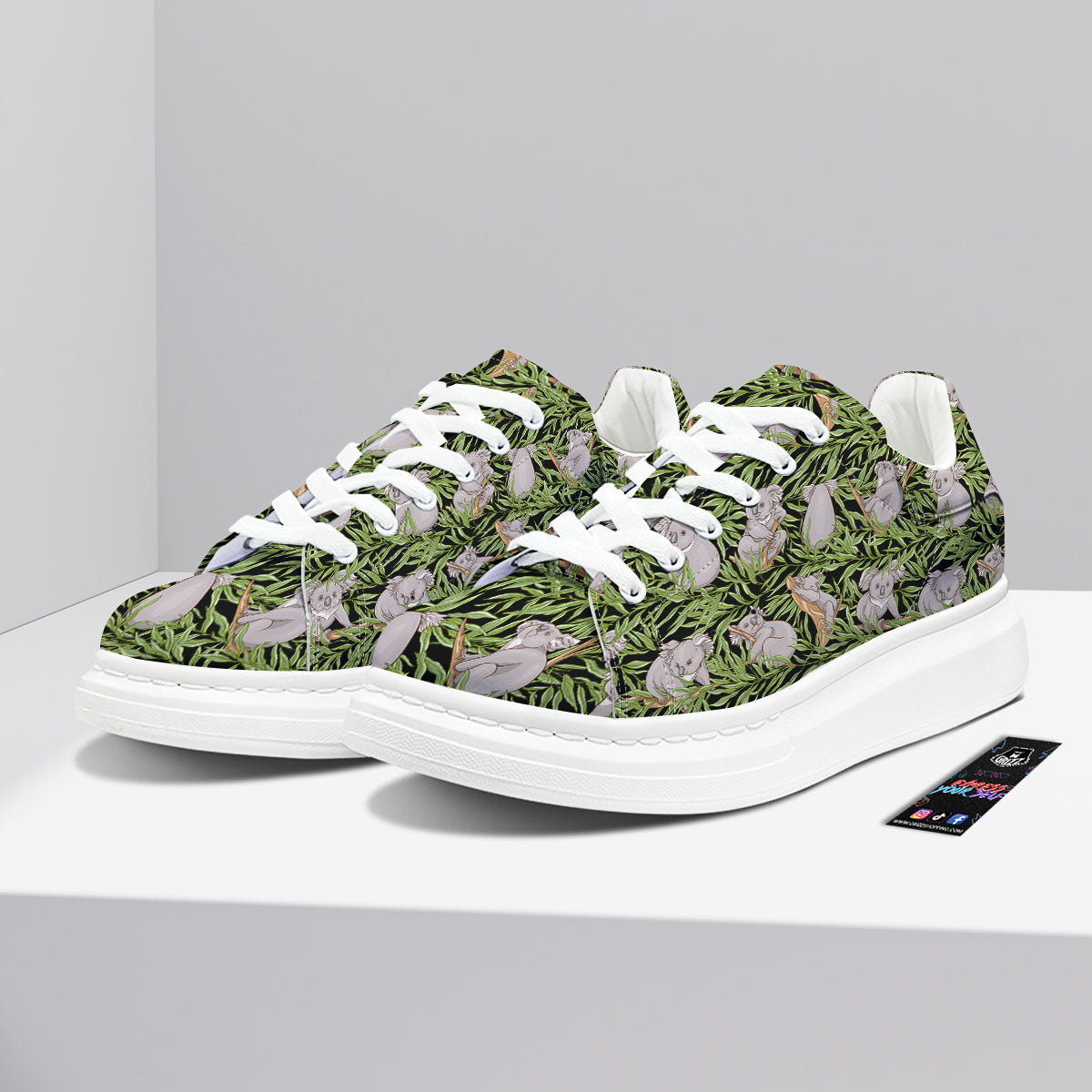 Forest Koala Print Pattern Platform Shoes-grizzshop