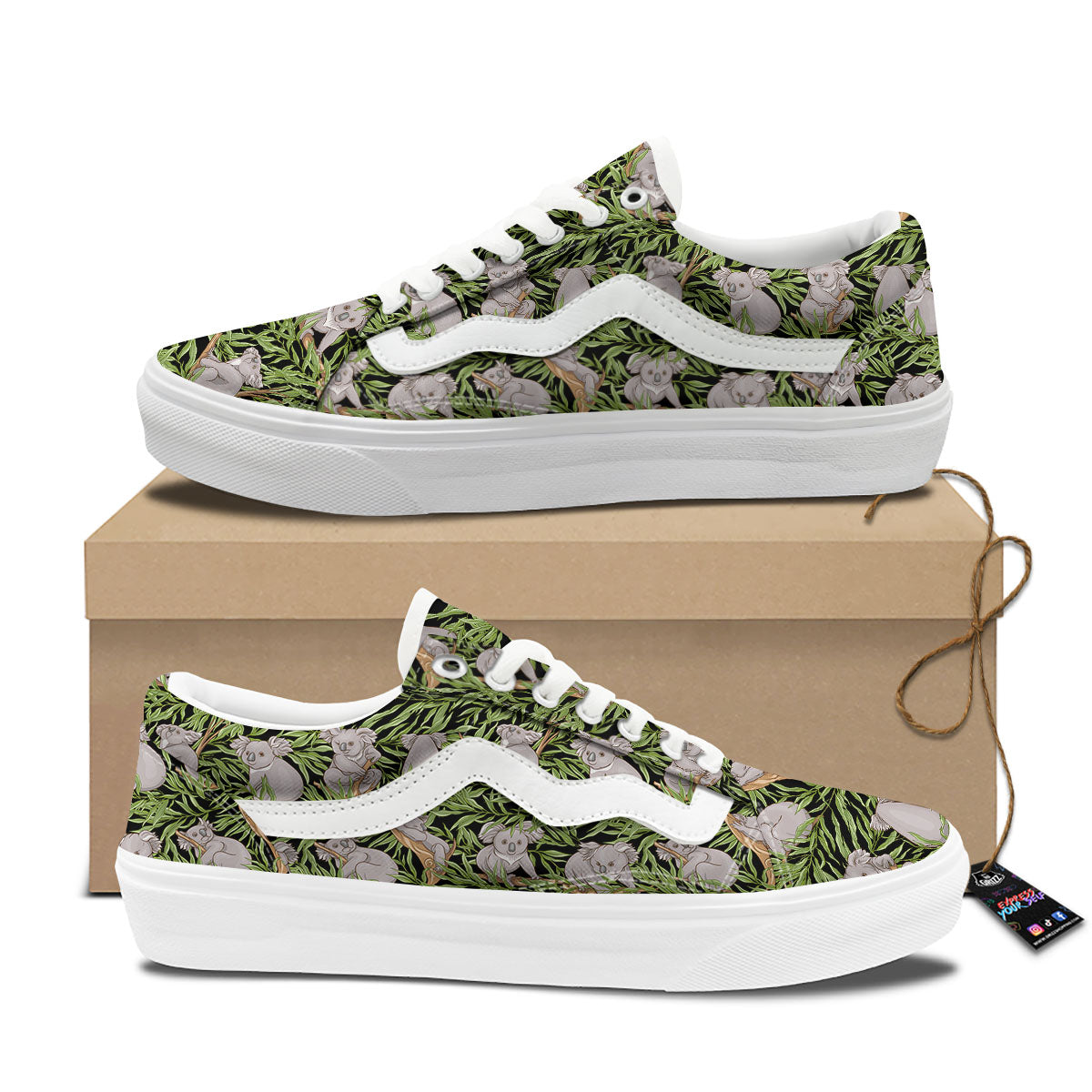 Forest Koala Print Pattern Skate Shoes-grizzshop