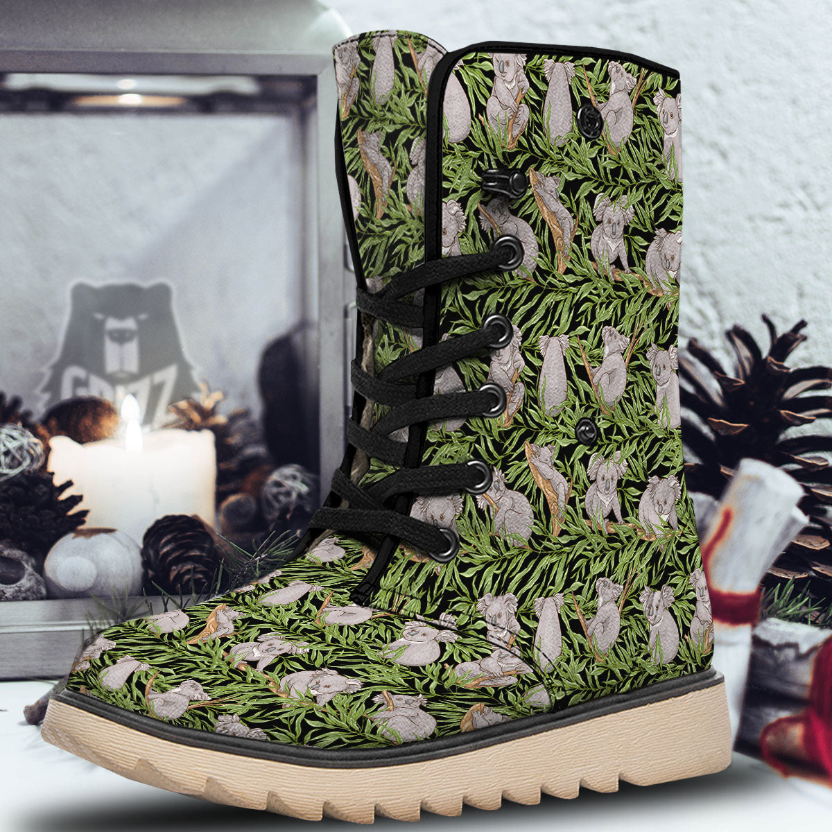 Forest Koala Print Pattern Snow Boots-grizzshop