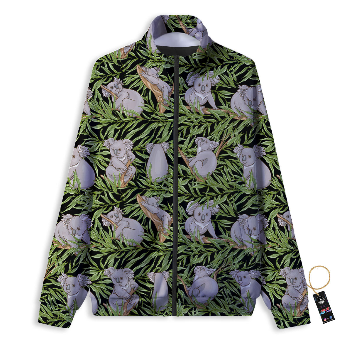 Forest Koala Print Pattern Track Jacket-grizzshop