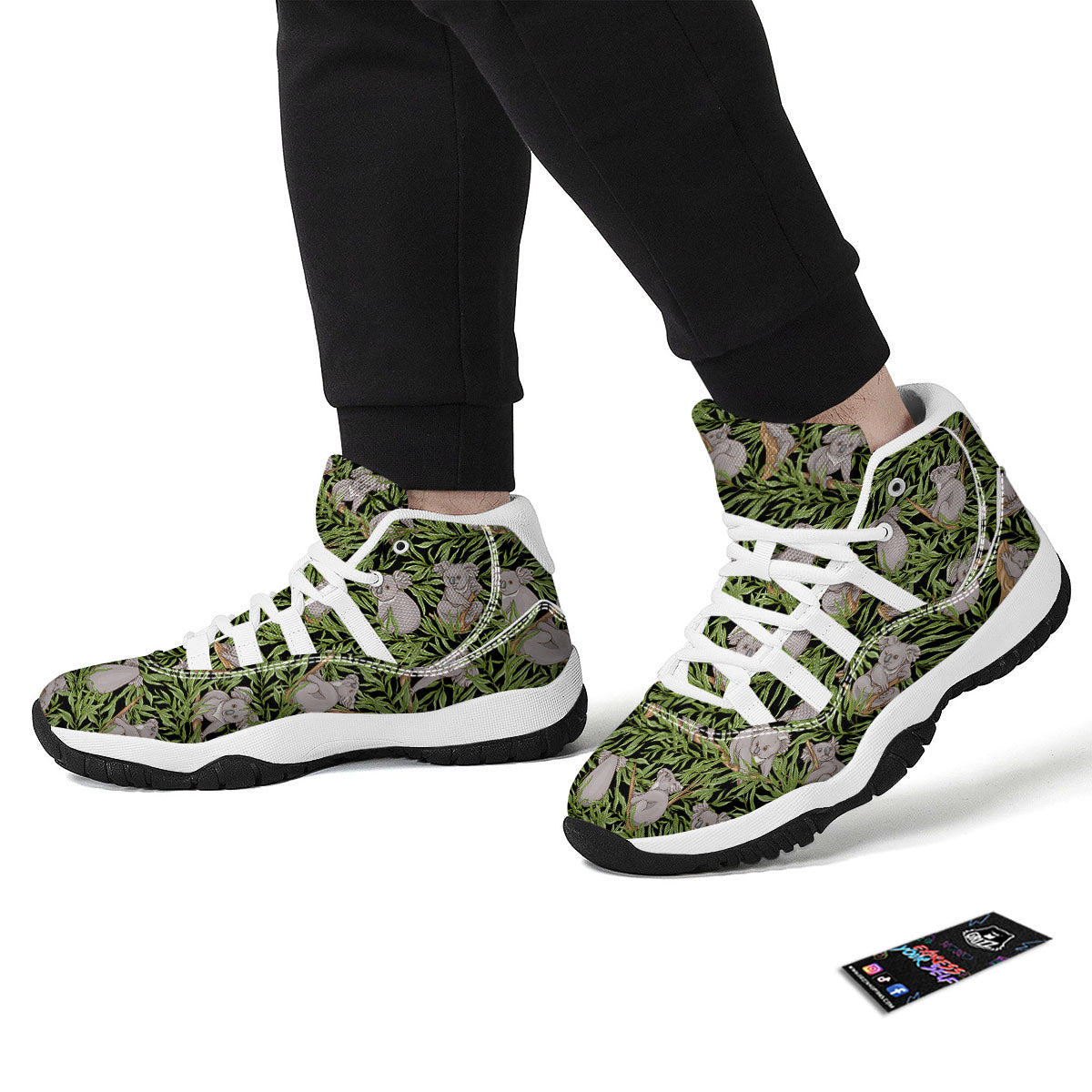 Forest Koala Print Pattern White Bball Shoes-grizzshop
