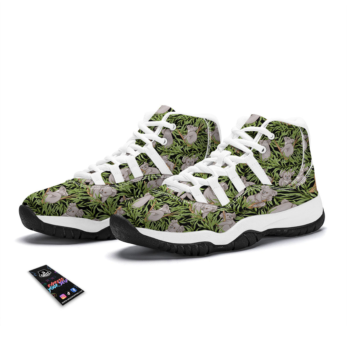Forest Koala Print Pattern White Bball Shoes-grizzshop