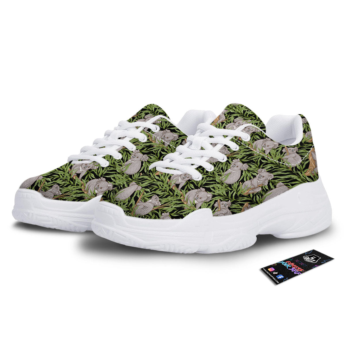 Forest Koala Print Pattern White Chunky Shoes-grizzshop