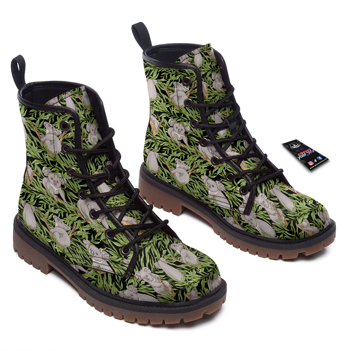 Forest Koala Print Pattern Work Boots-grizzshop