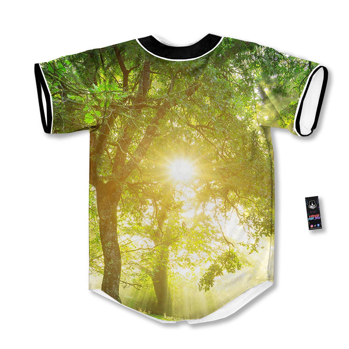 Forest Sunrise Print Baseball Jersey-grizzshop