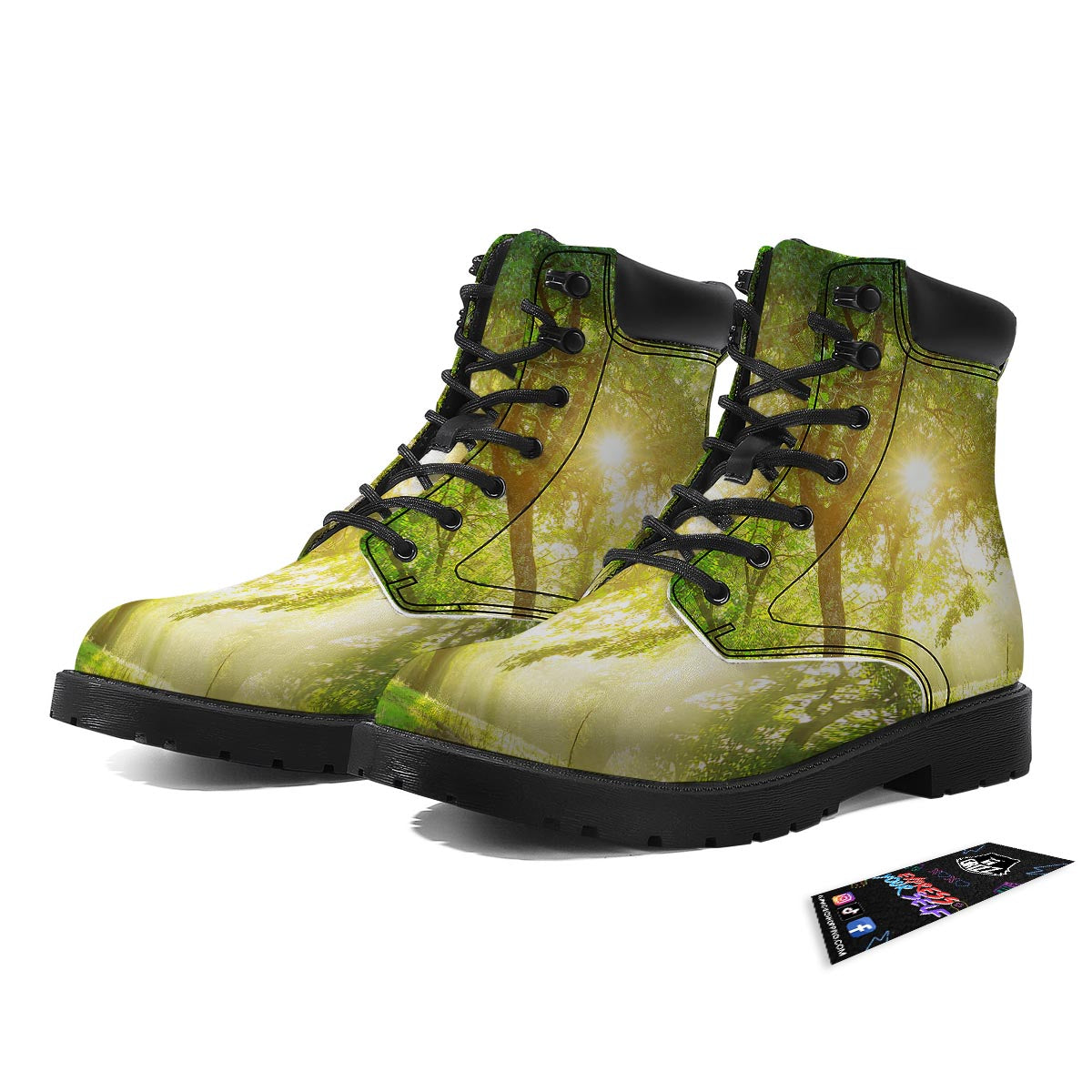 Forest Sunrise Print Boots-grizzshop