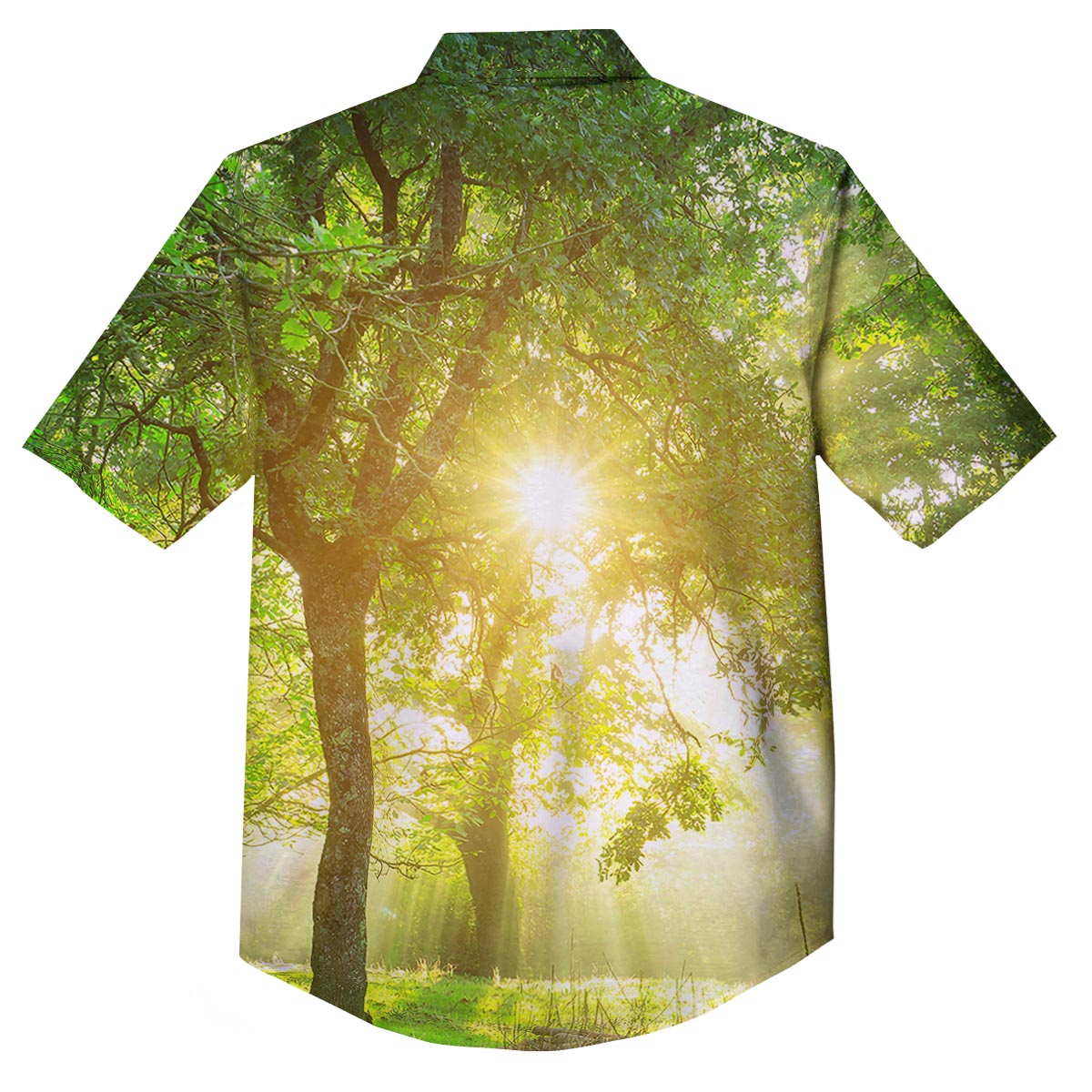Forest Sunrise Print Button Up Shirt-grizzshop