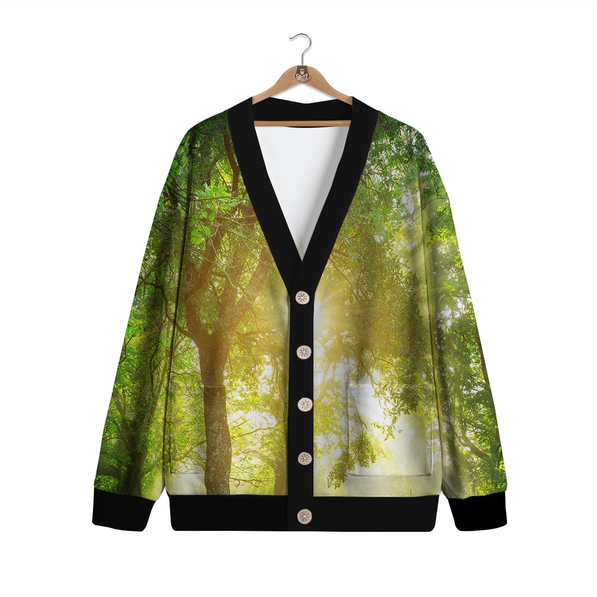 Forest Sunrise Print Cardigan-grizzshop