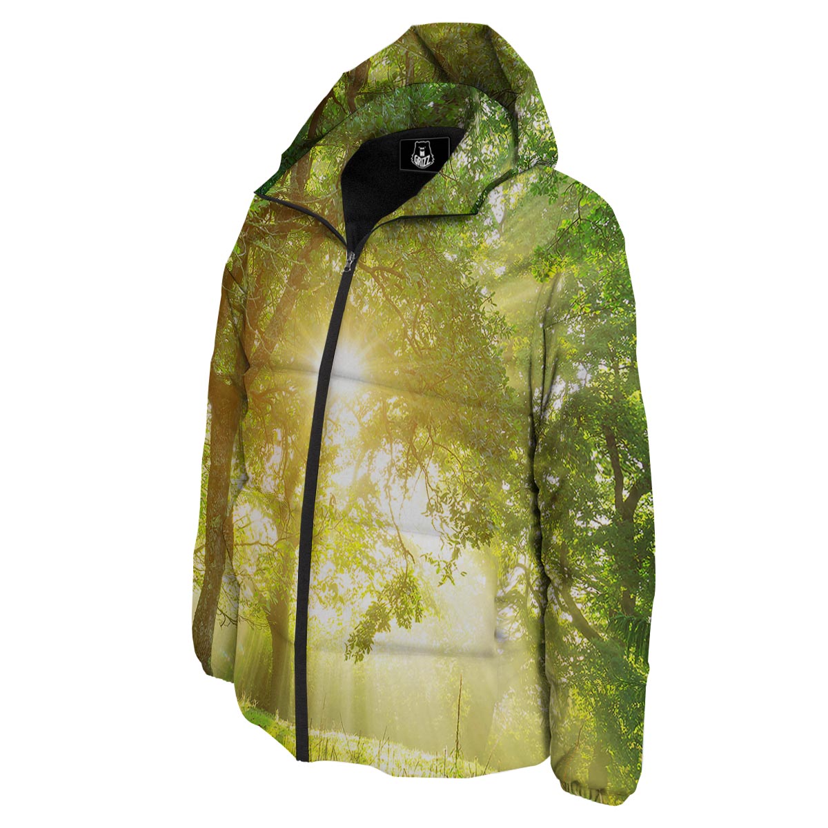 Forest Sunrise Print Down Jacket-grizzshop