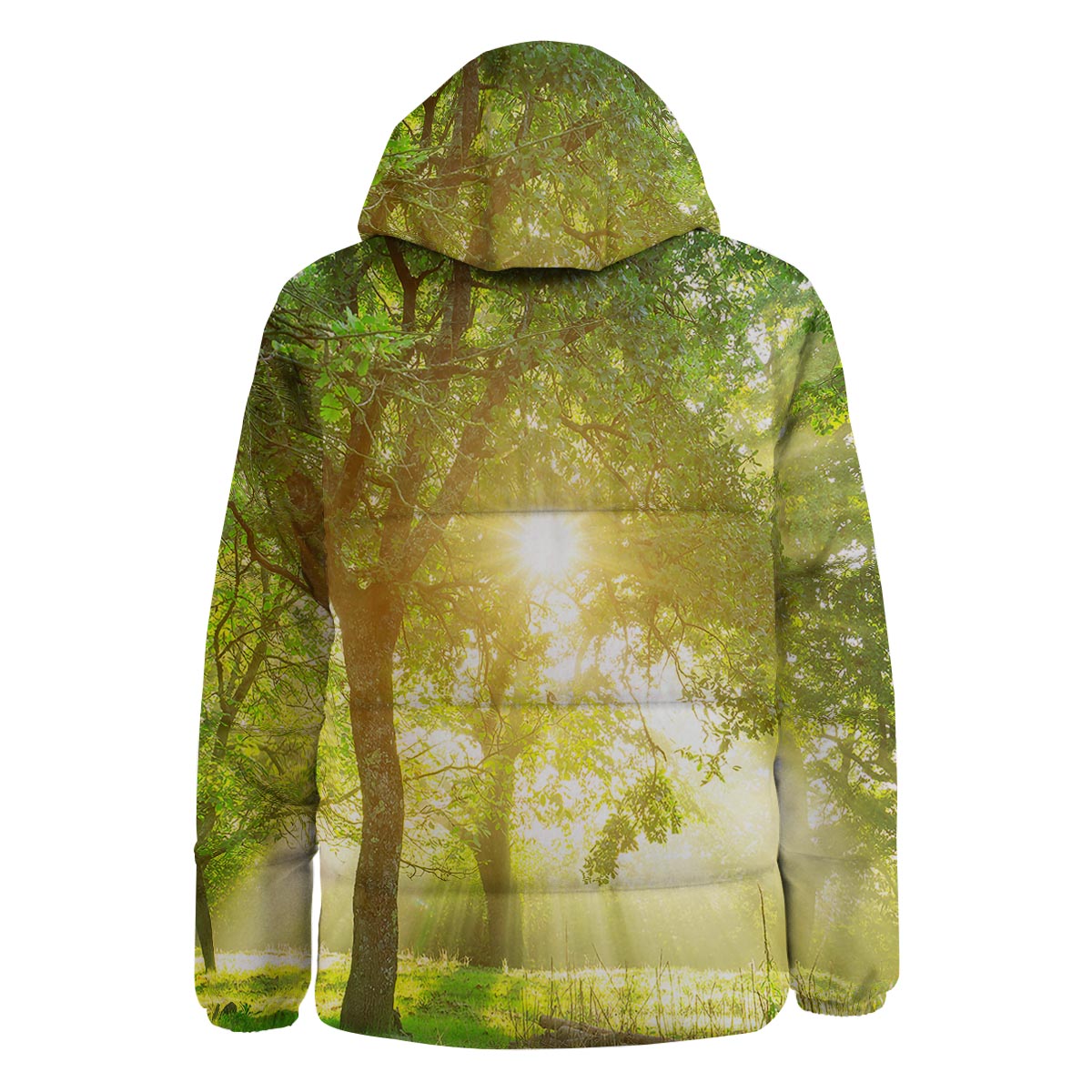 Forest Sunrise Print Down Jacket-grizzshop