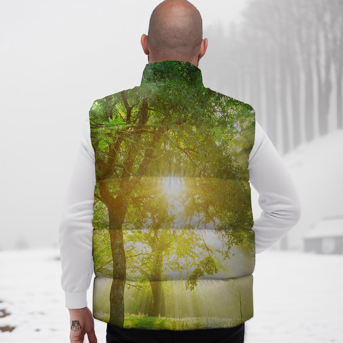 Forest Sunrise Print Down Vest