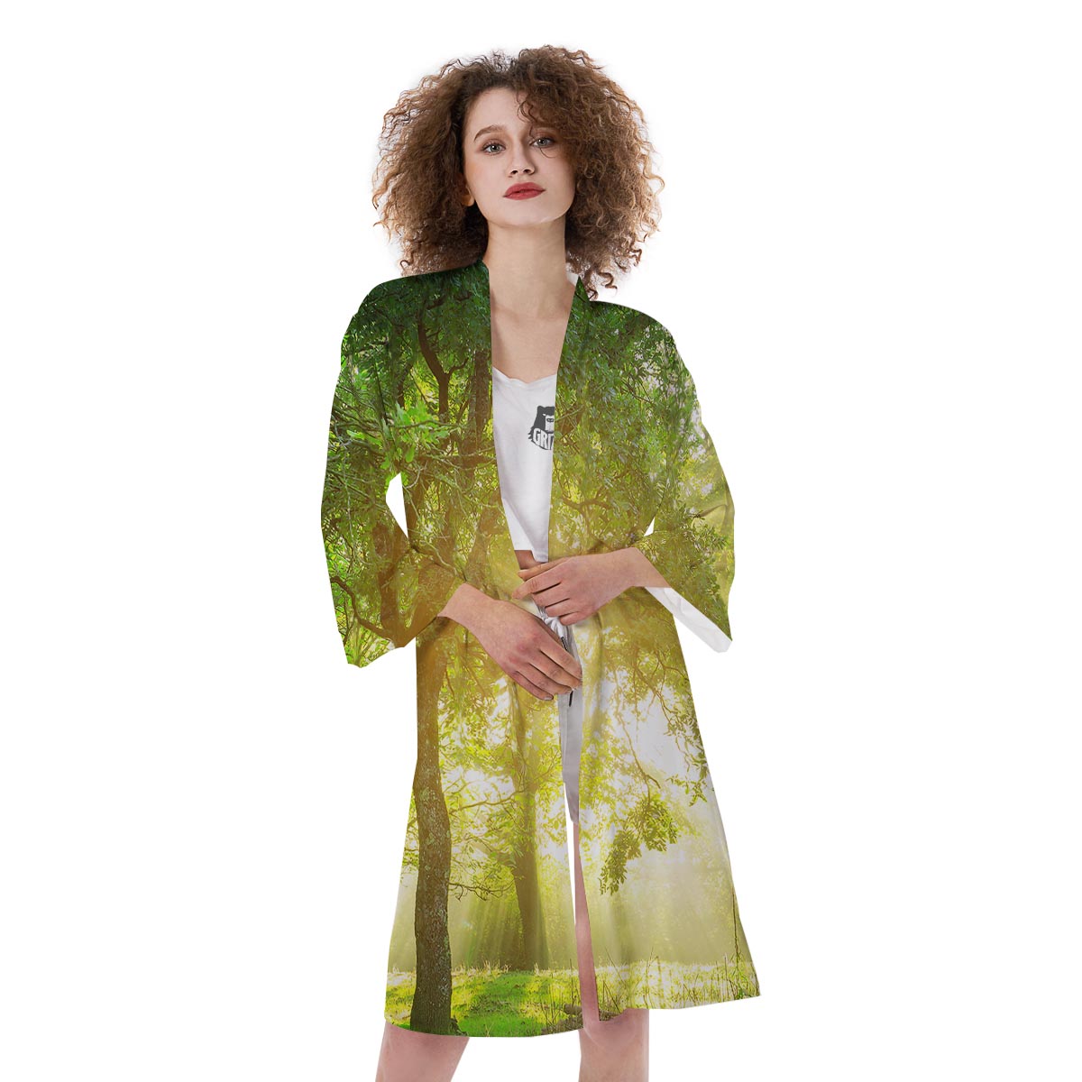 Forest Sunrise Print Kimono-grizzshop