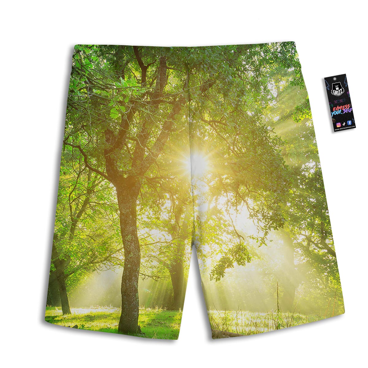 Forest Sunrise Print Men's Athletic Shorts