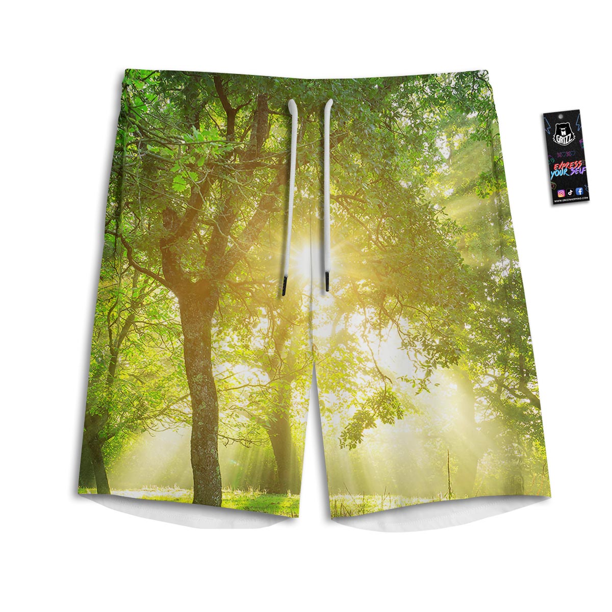 Forest Sunrise Print Men's Athletic Shorts