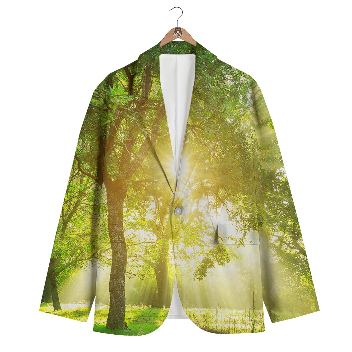 Forest Sunrise Print Men's Blazer-grizzshop