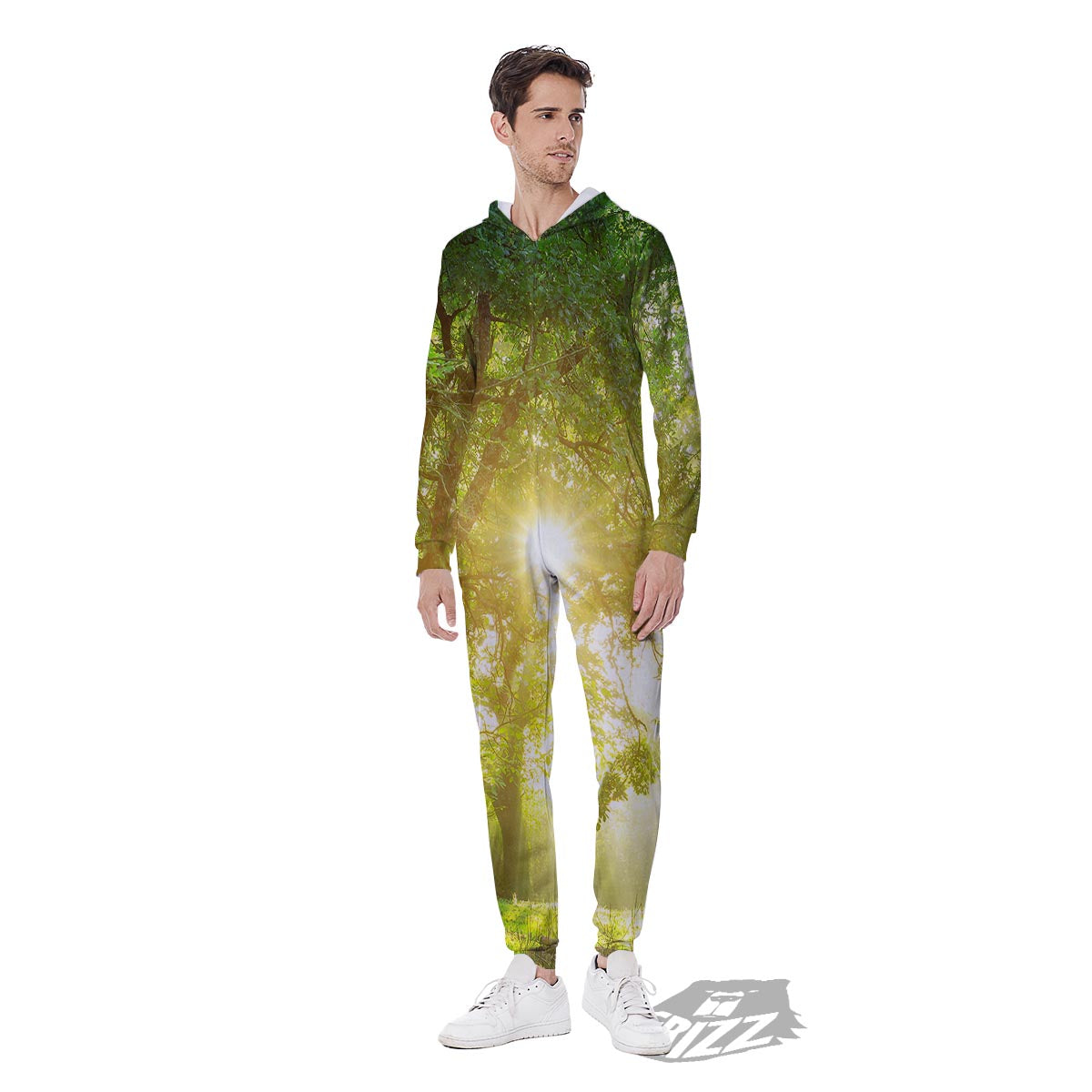 Forest Sunrise Print Men's Jumpsuit-grizzshop