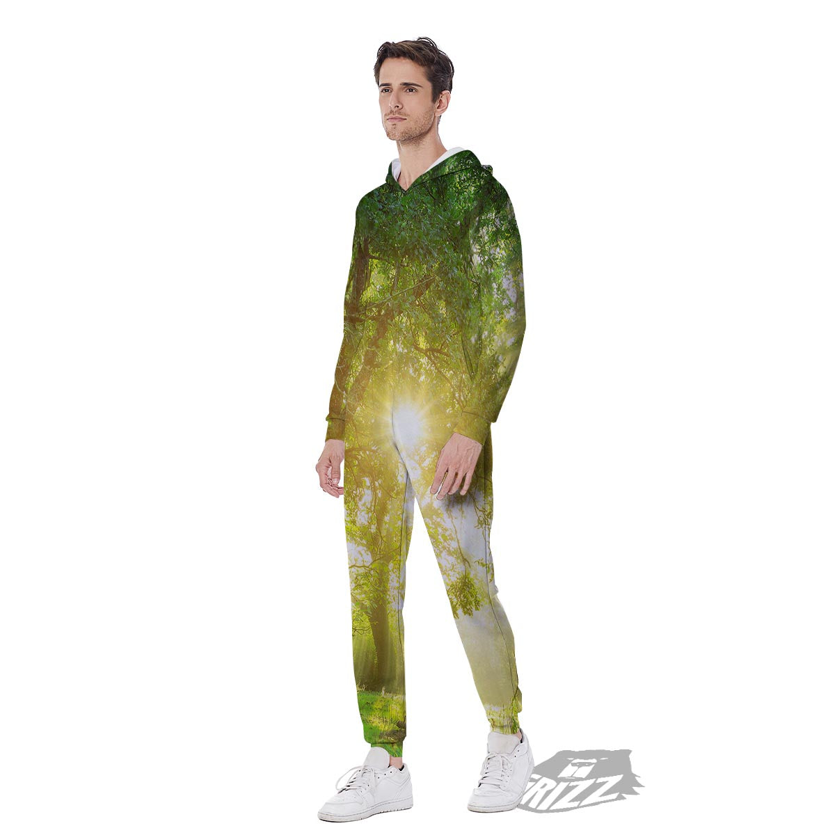 Forest Sunrise Print Men's Jumpsuit-grizzshop