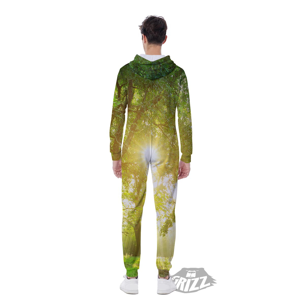Forest Sunrise Print Men's Jumpsuit-grizzshop
