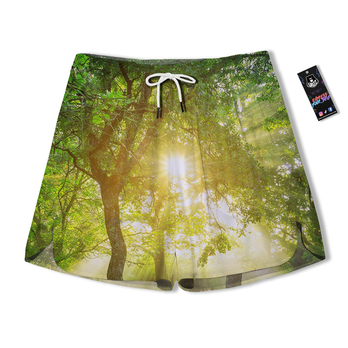 Forest Sunrise Print Men's Running Shorts-grizzshop