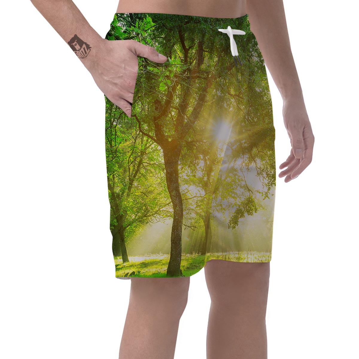 Forest Sunrise Print Men's Shorts-grizzshop