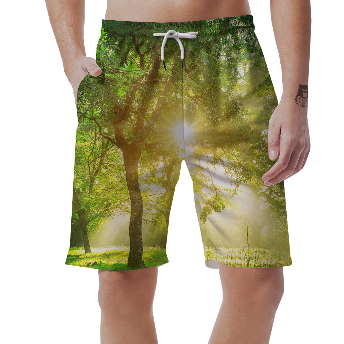 Forest Sunrise Print Men's Shorts-grizzshop
