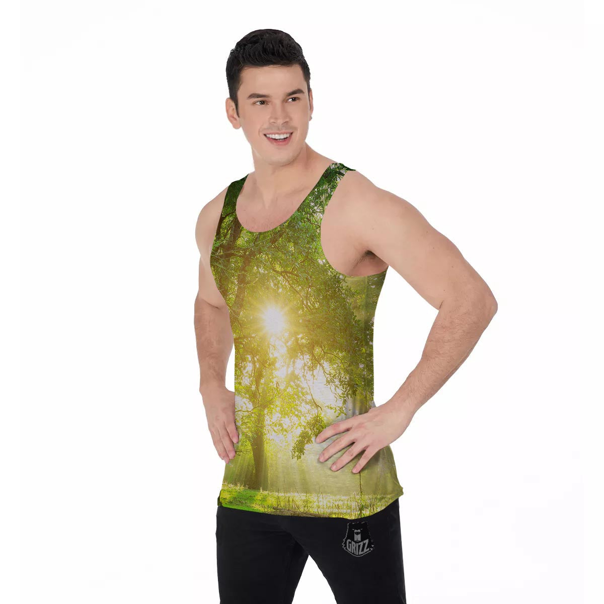 Forest Sunrise Print Men's Tank Top-grizzshop