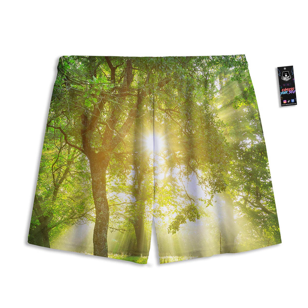 Forest Sunrise Print Mesh Shorts