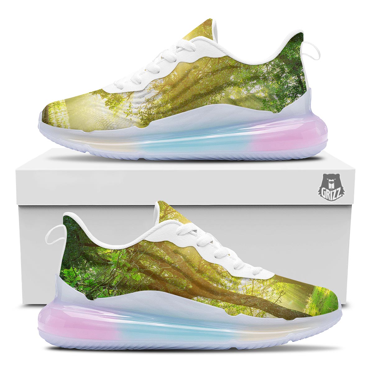 Forest Sunrise Print Running Sneakers-grizzshop