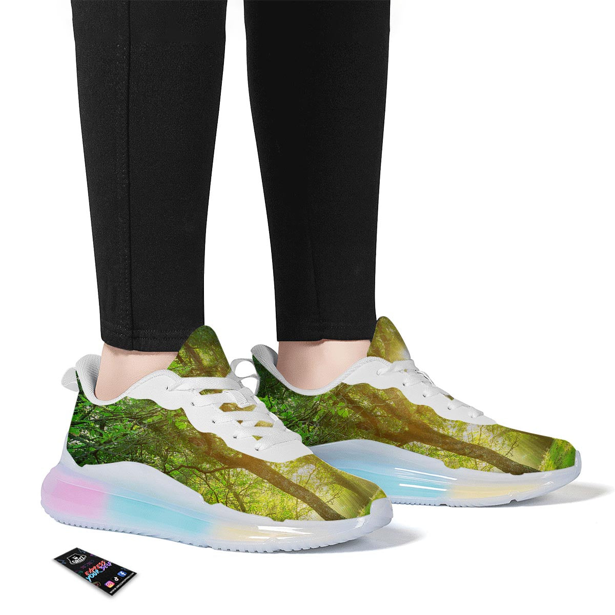 Forest Sunrise Print Running Sneakers-grizzshop