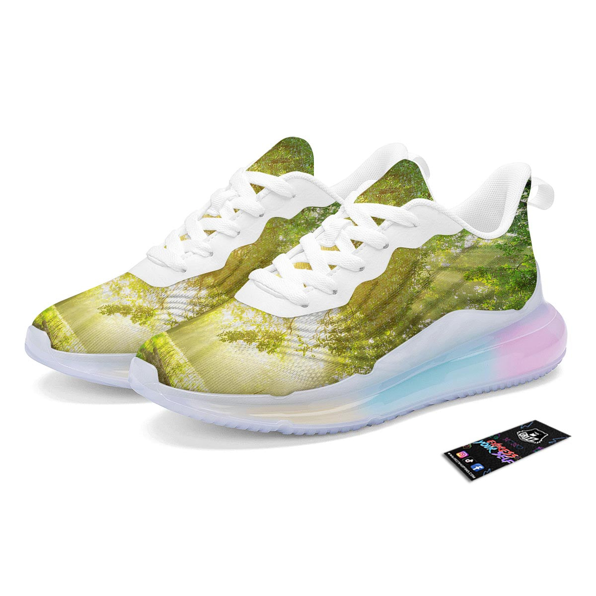 Forest Sunrise Print Running Sneakers-grizzshop