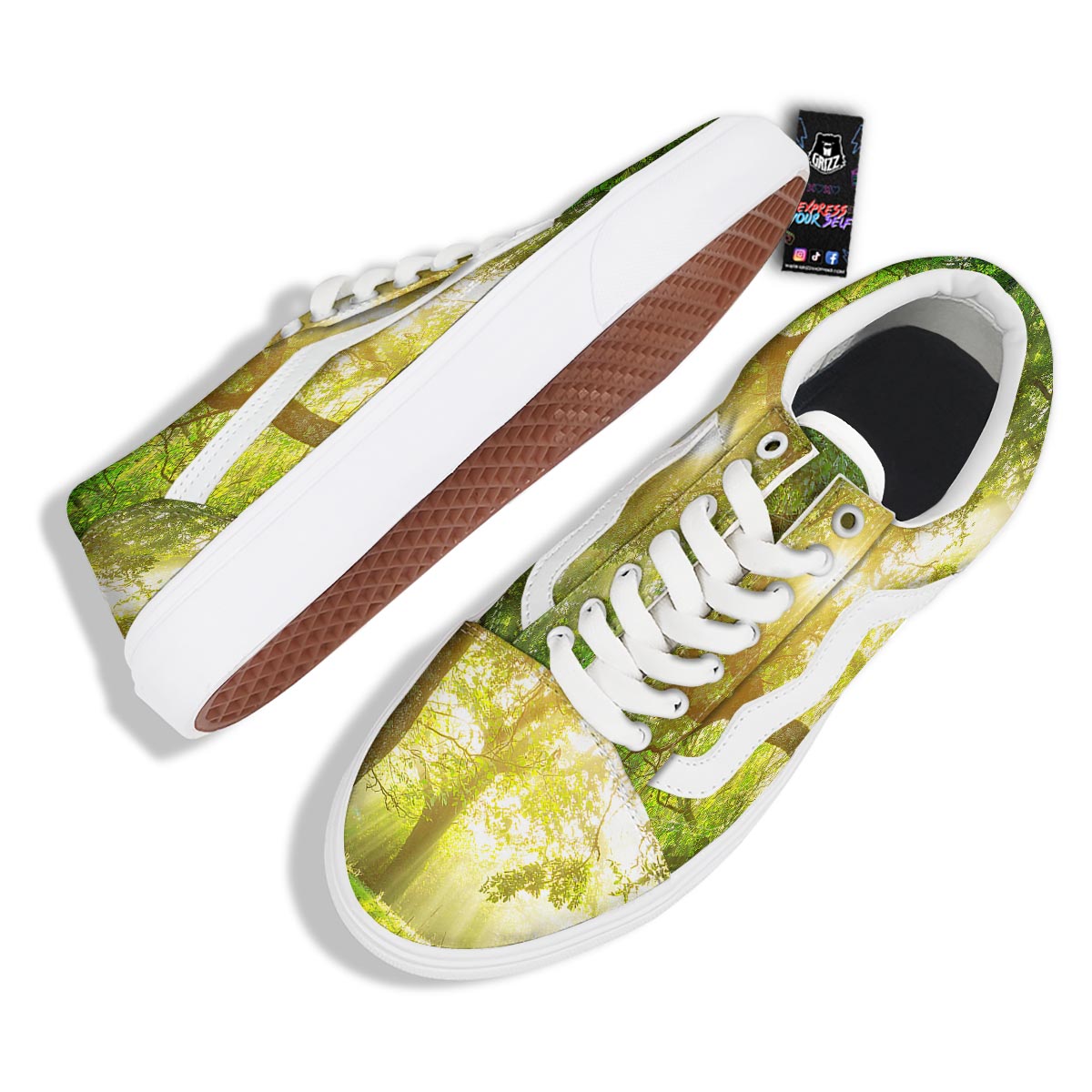Forest Sunrise Print Skate Shoes-grizzshop
