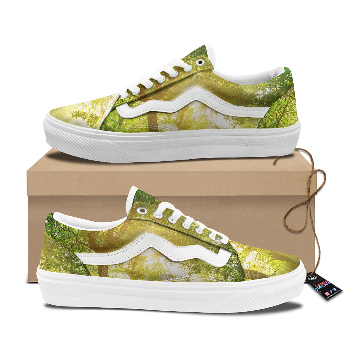 Forest Sunrise Print Skate Shoes-grizzshop
