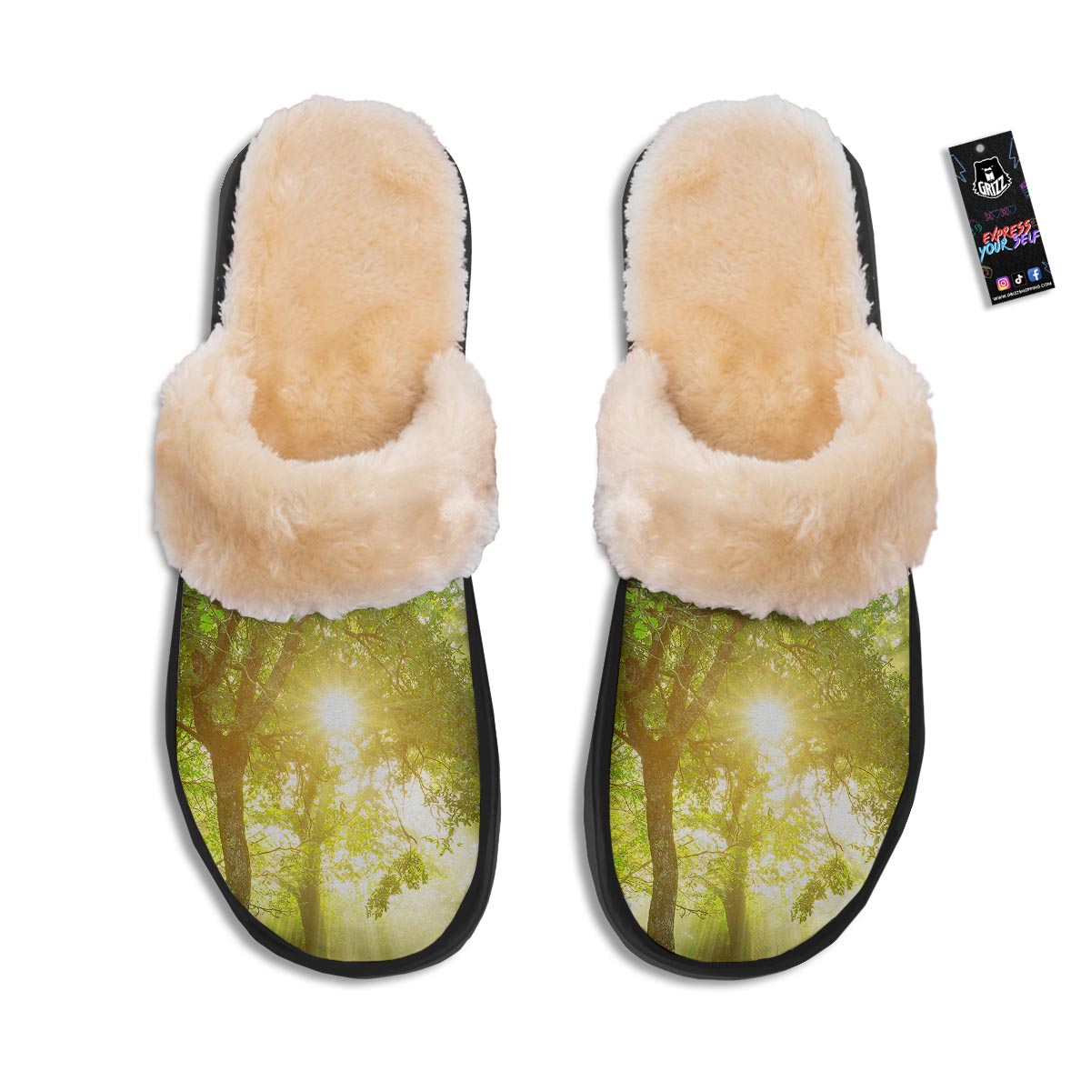 Forest Sunrise Print Slippers-grizzshop