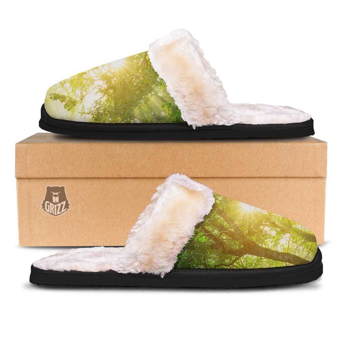 Forest Sunrise Print Slippers-grizzshop