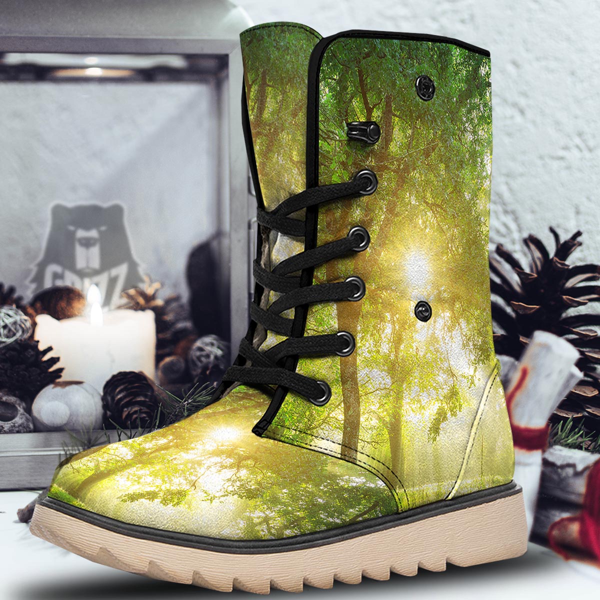 Forest Sunrise Print Snow Boots-grizzshop