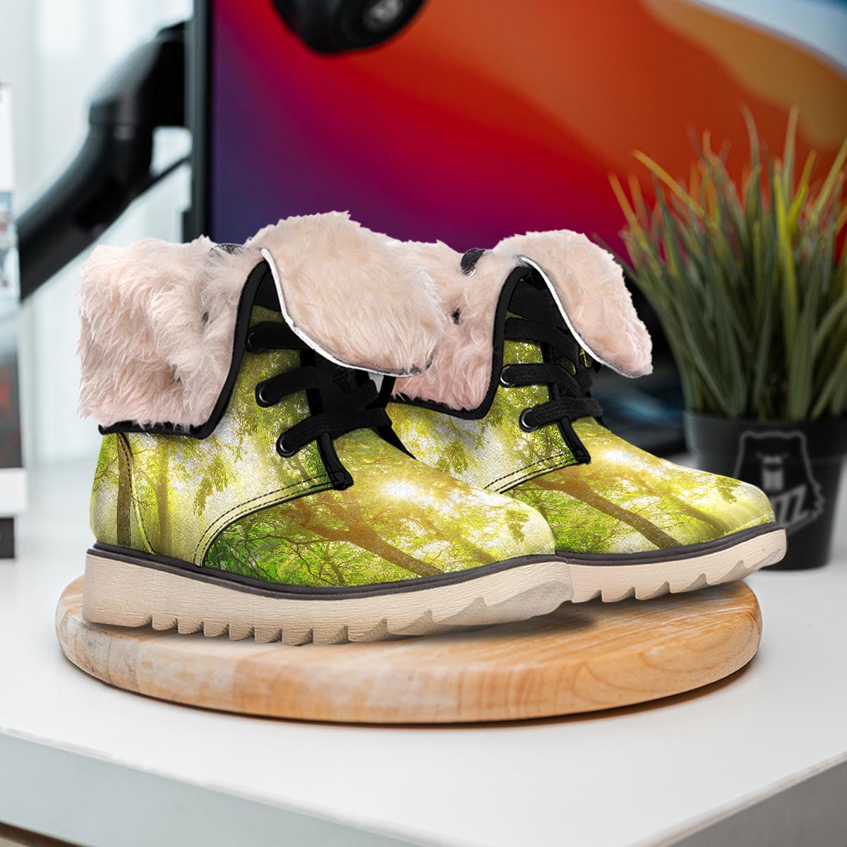 Forest Sunrise Print Snow Boots-grizzshop