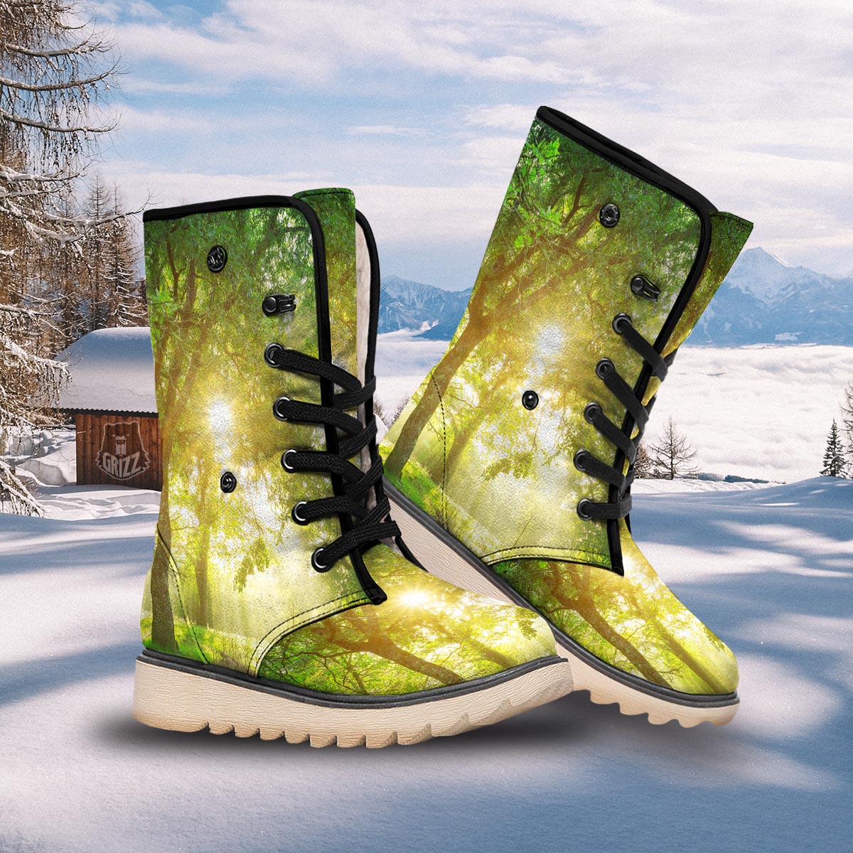 Forest Sunrise Print Snow Boots-grizzshop