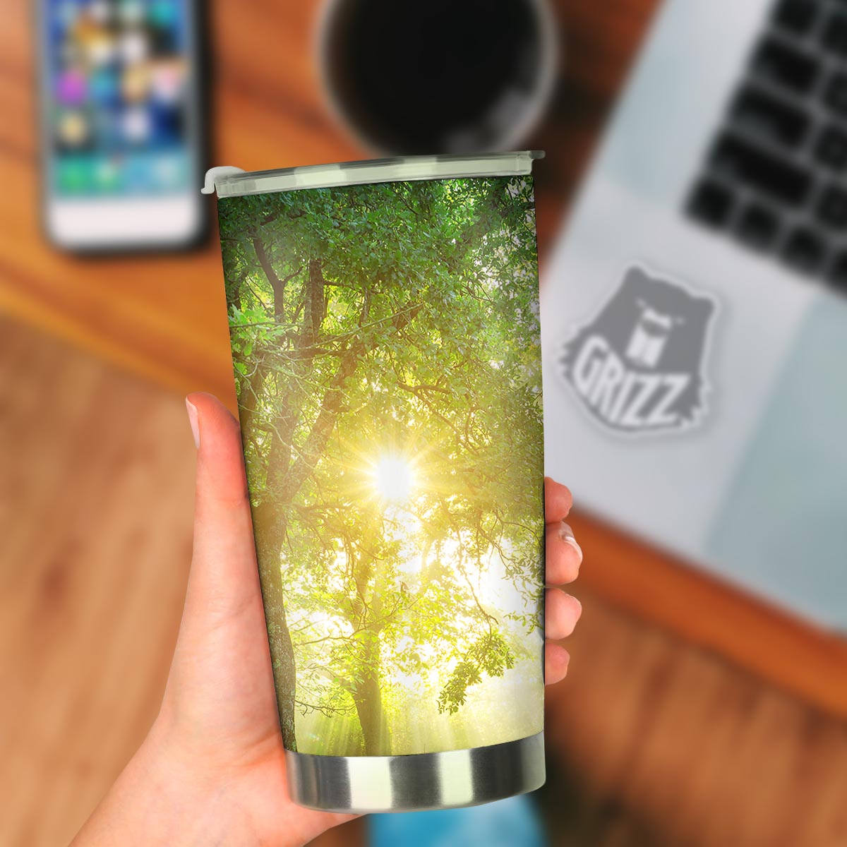 Forest Sunrise Print Tumbler-grizzshop