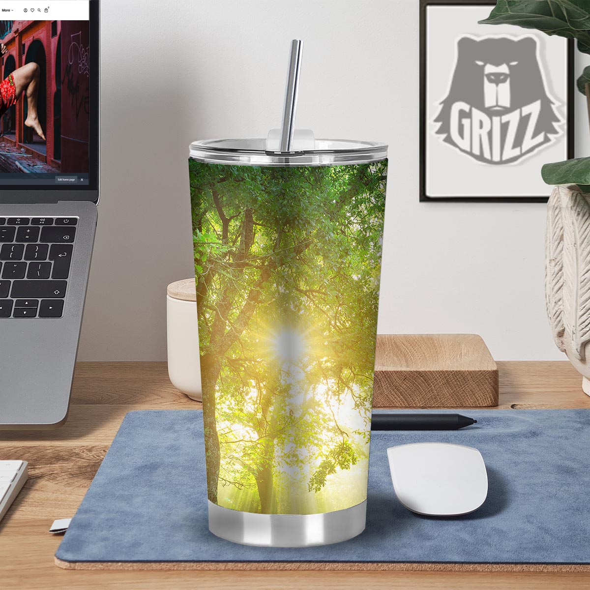 Forest Sunrise Print Tumbler-grizzshop